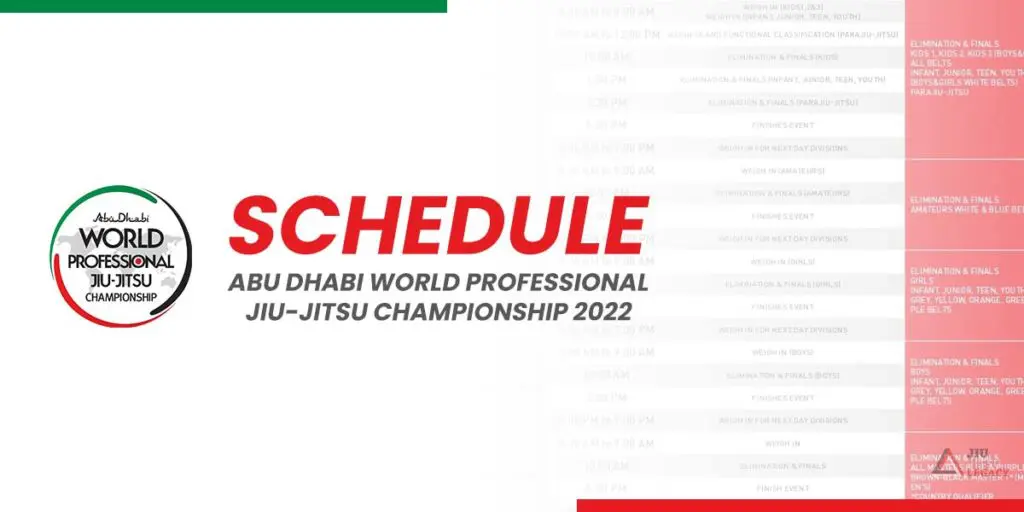 Calendario del Campeonato Mundial de Jiu-Jitsu Profesional de Abu Dhabi 2022